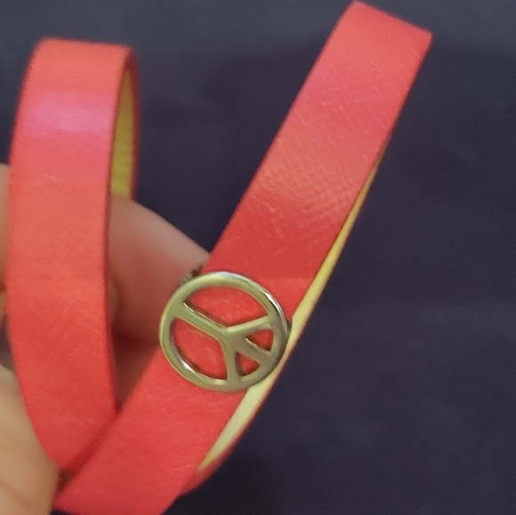 Double hot pink KEEP Collective bracelet w/ peace - Picture 3 of 3